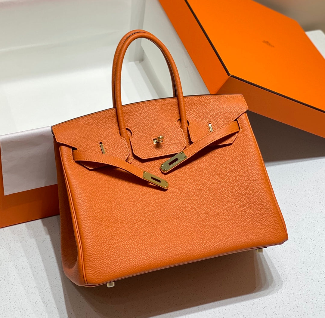 Hermes Birkin 35Cm Orange Togo Leather Gold Hardware