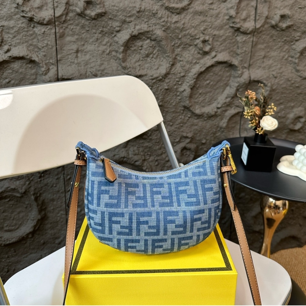 Fendi Fendigraphy Mini Bag Denim Blue Ff 20Cm