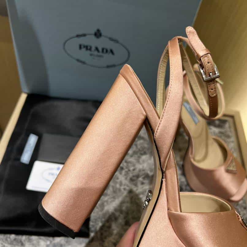Prada High-Heeled Satin Beige Sandals