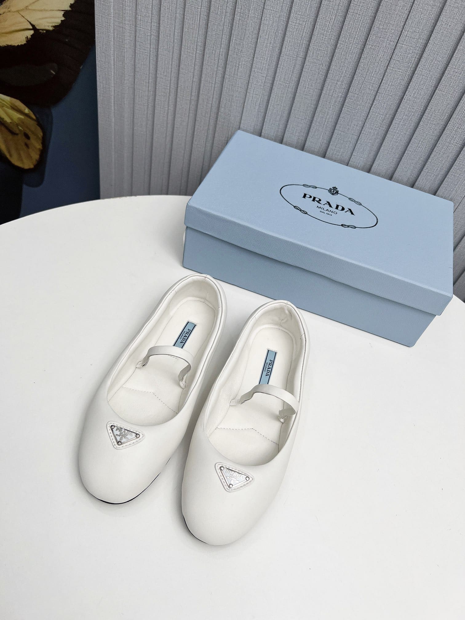 Prada Soft Padded Nappa Leather Ballerinas White