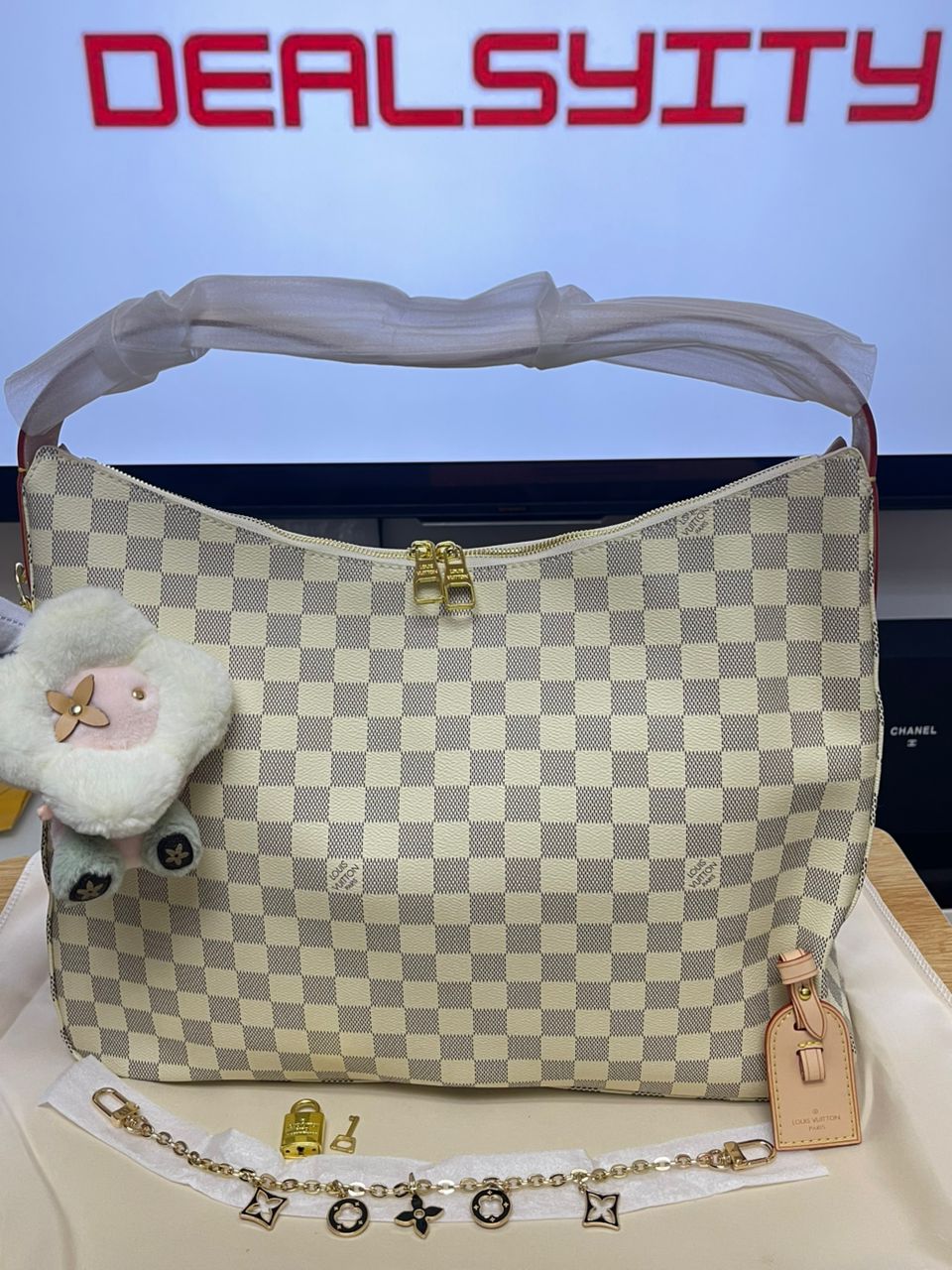 Louis Vuitton Slouchy MM Shoulder Bag Damier Azur 40cm/15.7in N00126