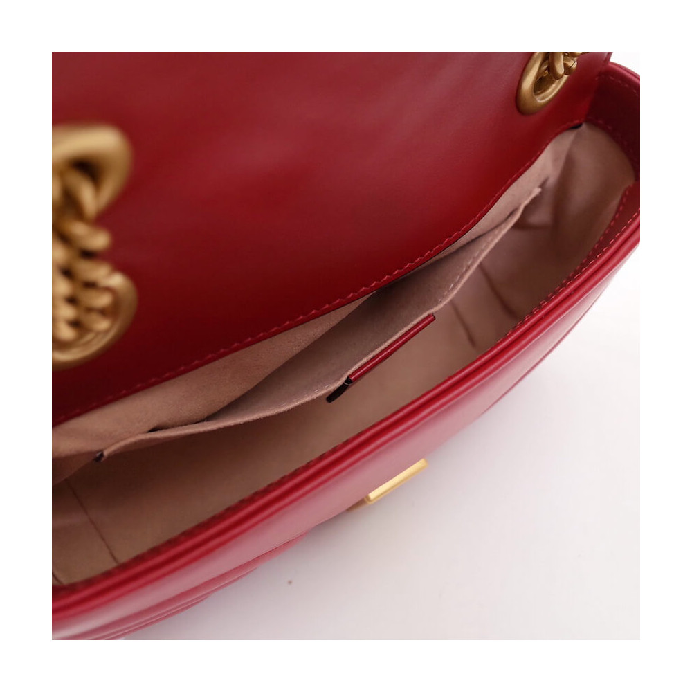 Gucci GG Marmont Matelasse Chevron Leather Mini Bag Red