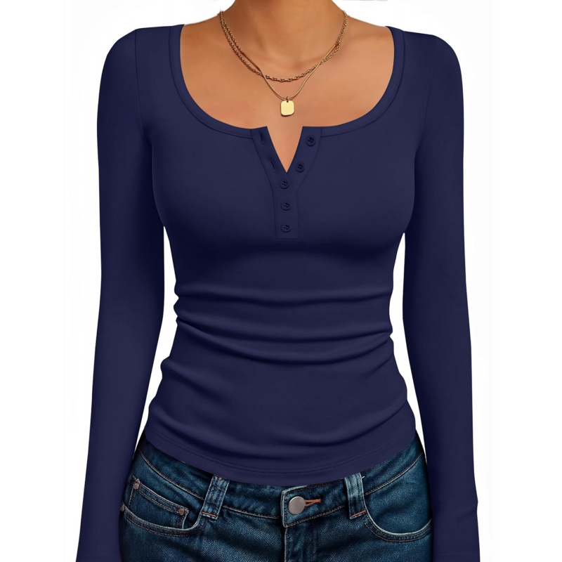 Women's Long Sleeve Henley T Shirts