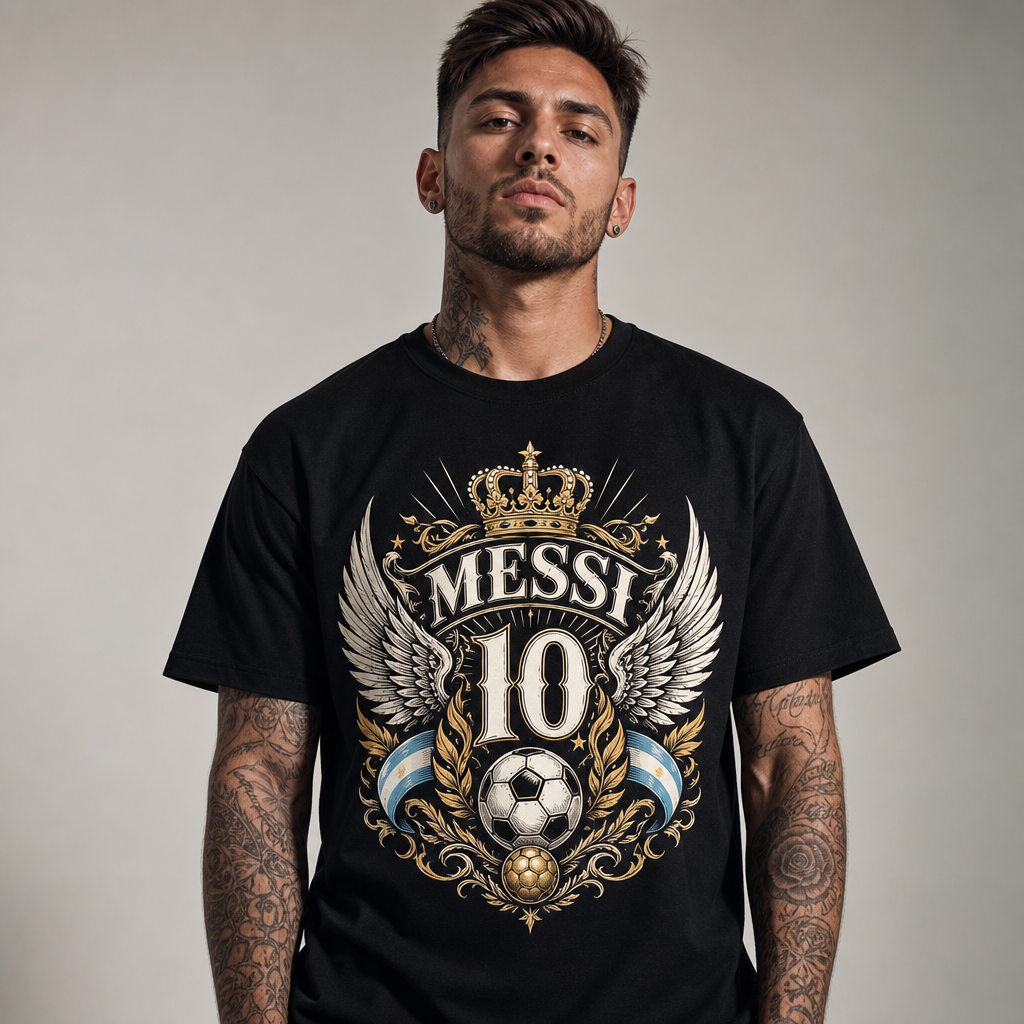 Messi World Cup Printed T-Shirt Unisex Loose Fit T-Shirt 100% Cotton Soft Comfortable Summer Casual Printed Top