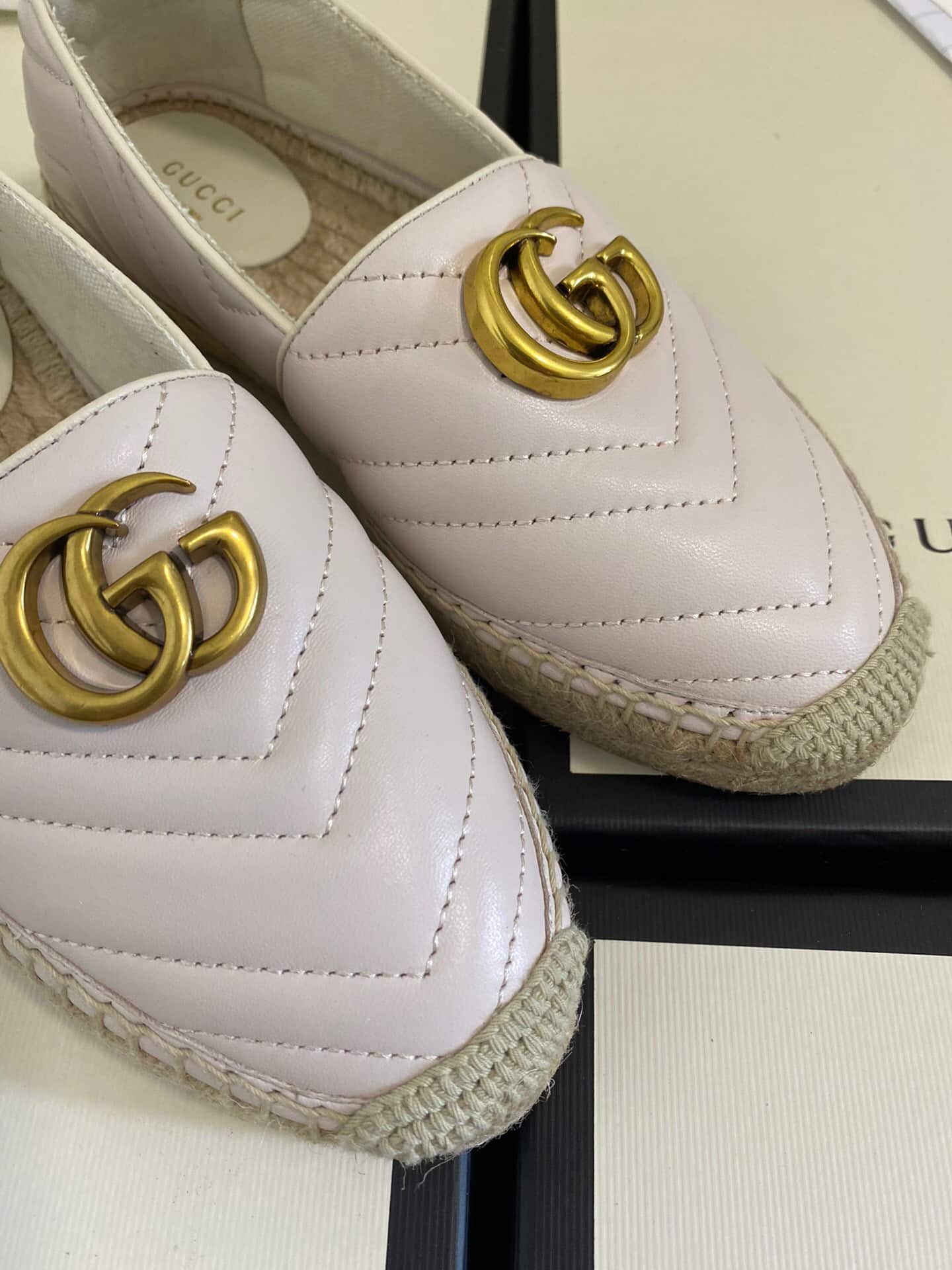 Gucci Leather Espadrille With Double G White ?551890 Bko00 1000