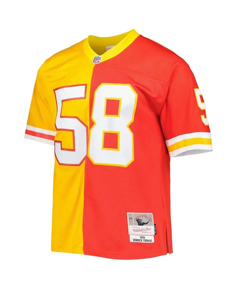 Men's Mitchell & Ness Derrick Thomas Red, Gold Kansas City Chiefs 1994 Split Legacy Replica Jersey