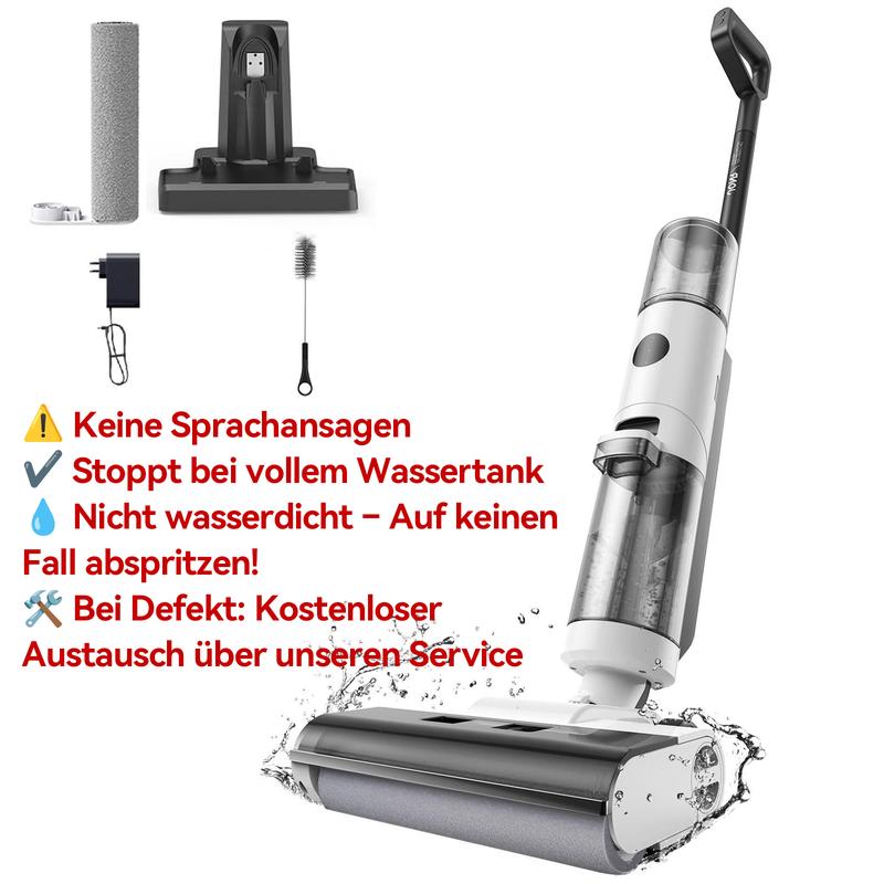 JONR-ED12 Nass- und Trockenstaubsauger Selbstreinigend Kabellos Bodenreiniger Leichter Mopp für Hartböden Tierhaare Essensreste Rundum-Reinigung ohne Auslass