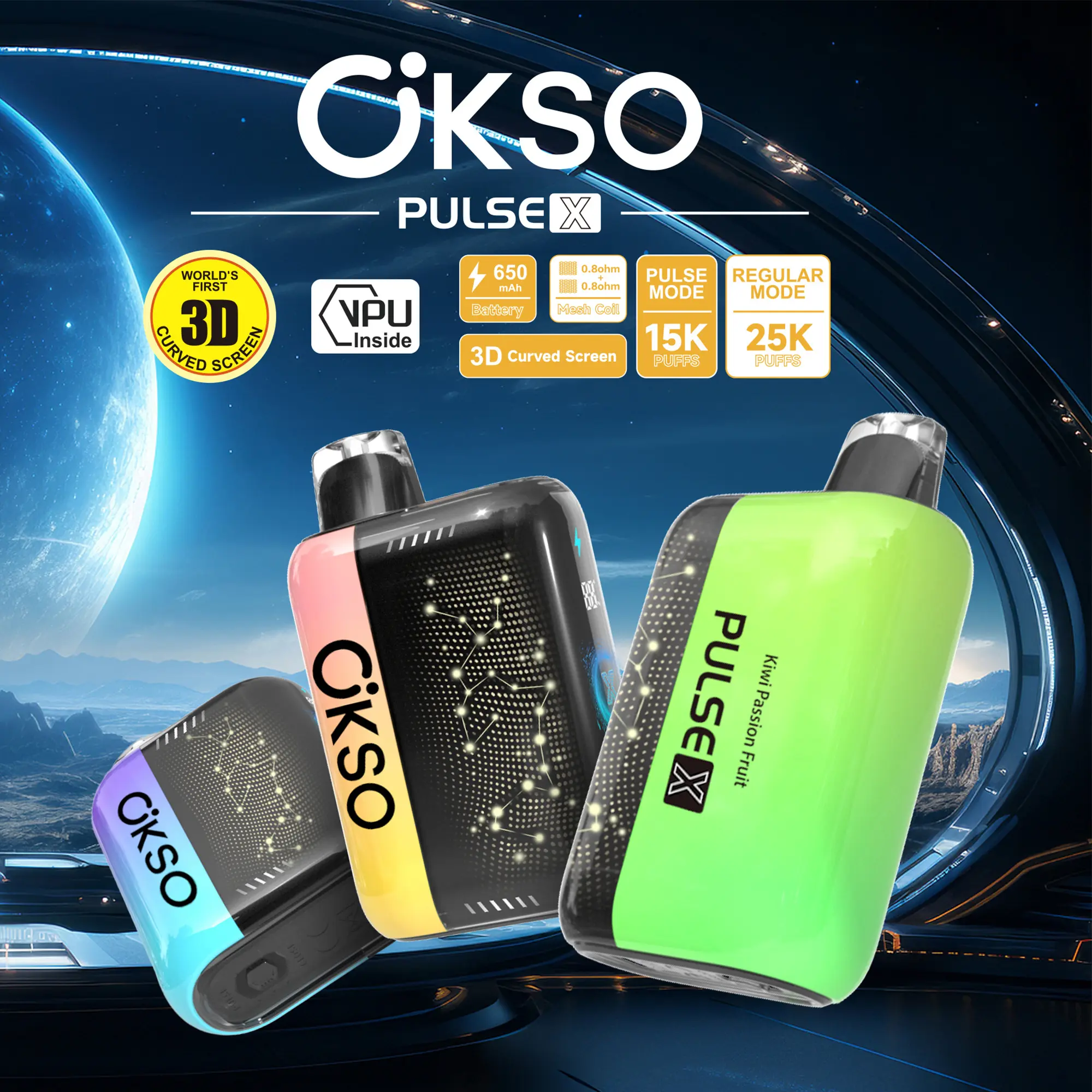 OKSO Pulse X 25000 25K Puffs Pulse/Regular Mode LED Display Disposable Vape