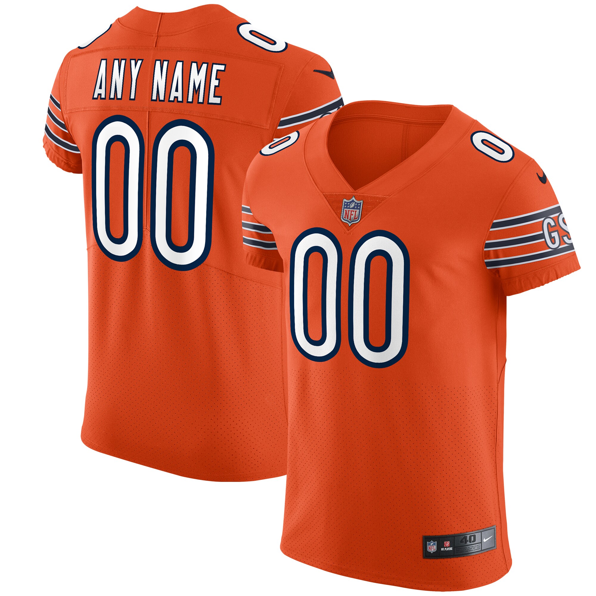 Chicago Bears Nike Vapor Elite Custom Jersey - Orange