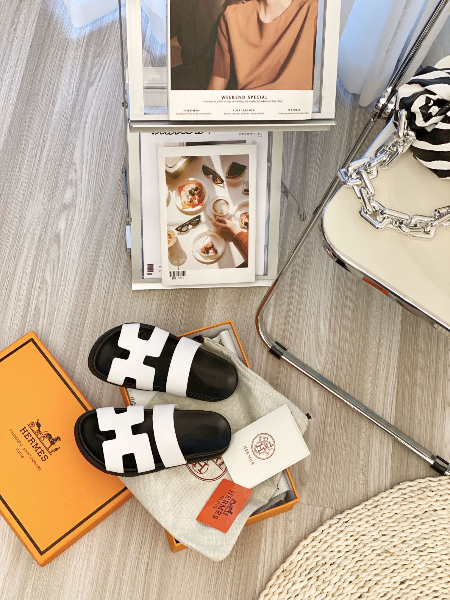 Hermes Ankara Sandal White