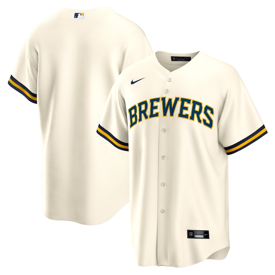 Milwaukee Brewers Home Blank Jersey Cream