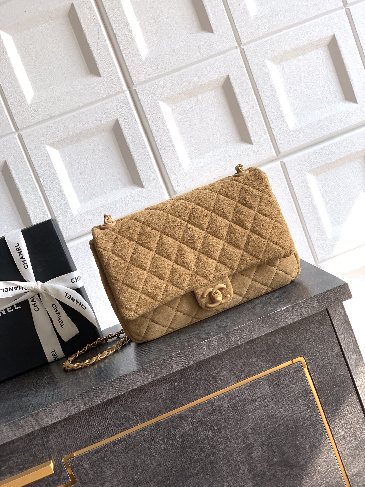 CHANEL 26C Large CF Bag in Brown Suede