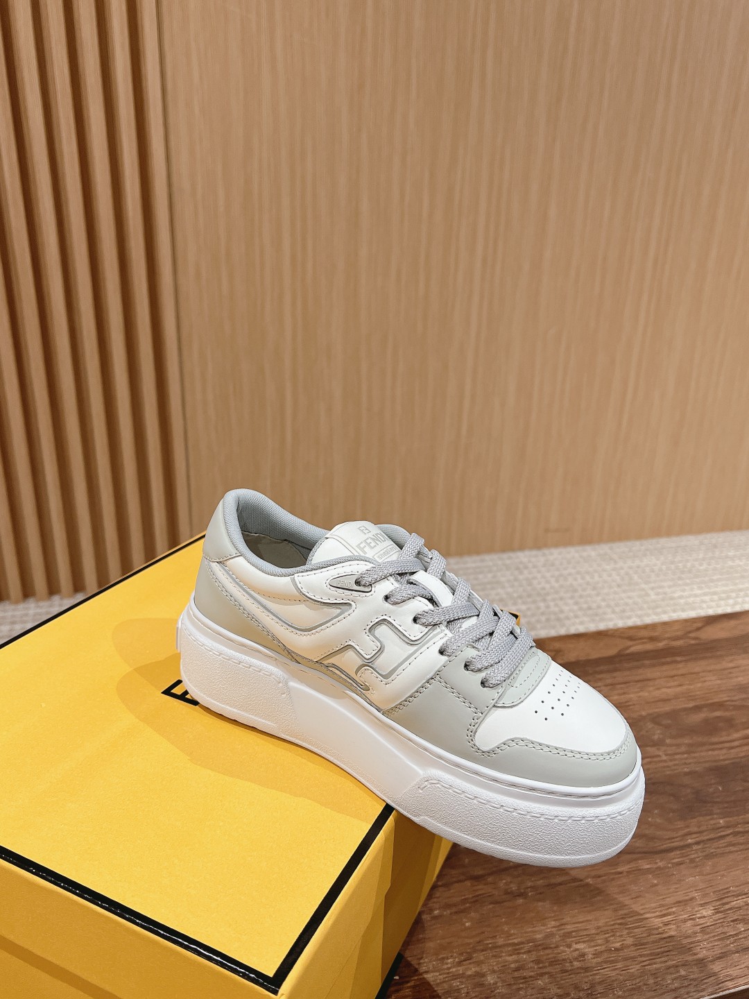 FENDI Match Canvas and suede platform low-tops Sneakers
