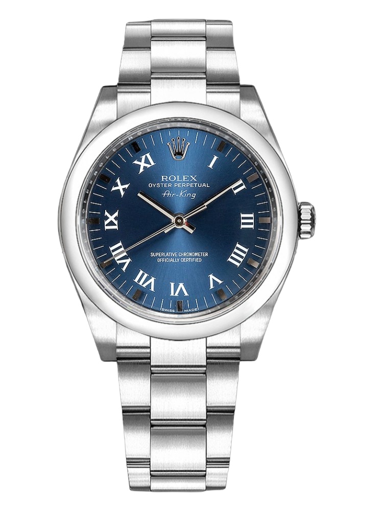 【Super Clone】Rolex Oyster Perpetual Air-King 114200 Blue Dial 34mm Unisex Replica Watch