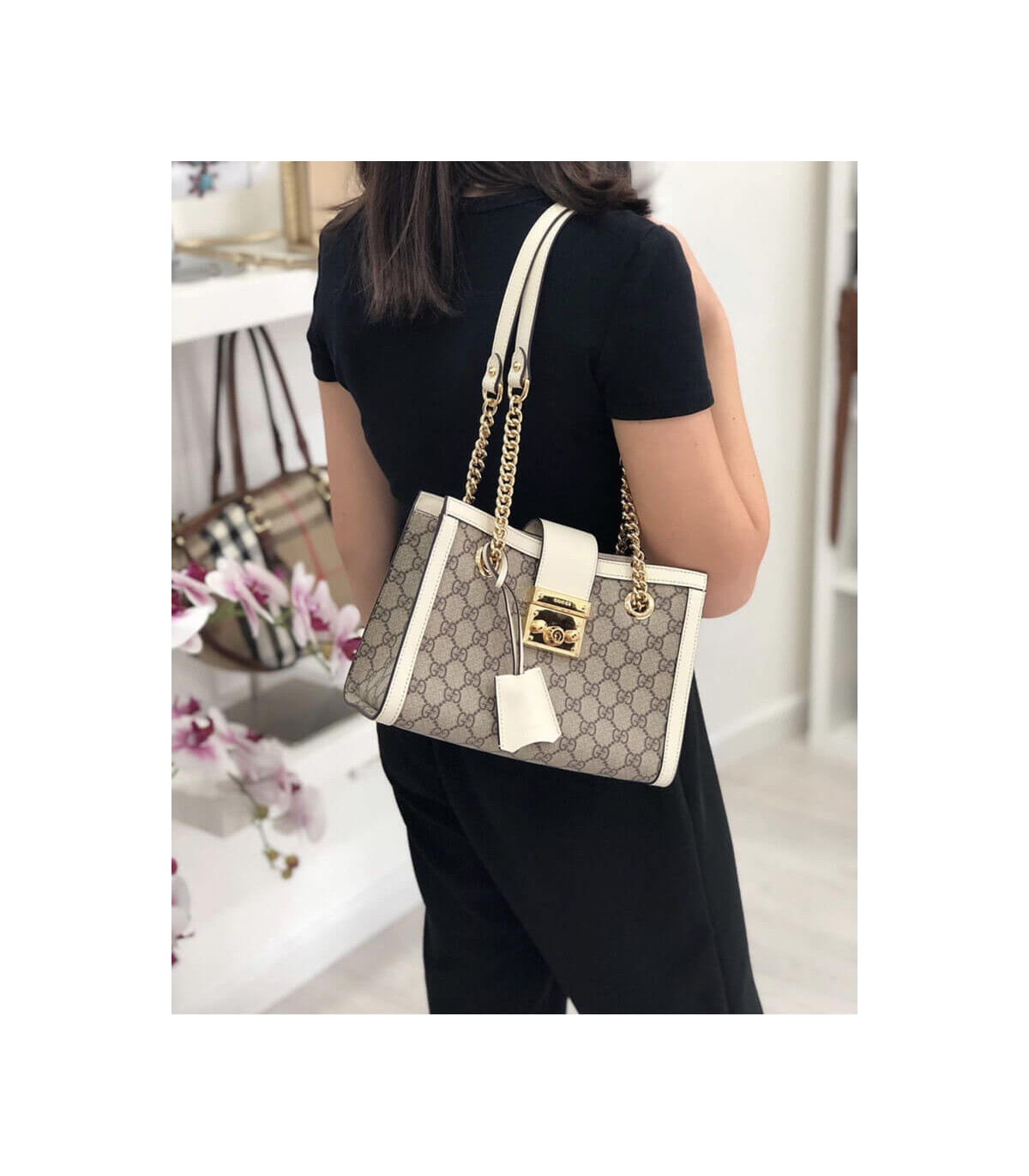 Gucci GG Supreme Padlock Small Shoulder Bag White