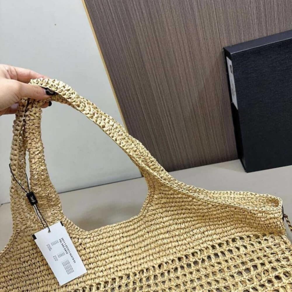 Saint Laurent Icare In Raffia Natural Gold 43Cm 772191GAAEK2063