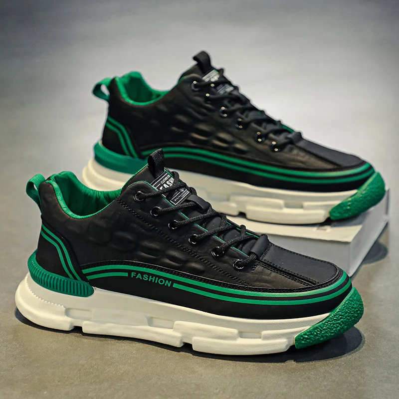 Male Sneakers Flat Elastic Laces Hiking Sports Shoes for Men Wear-resistant Water Proof Thick Bottom Comfortable Wild Breathable