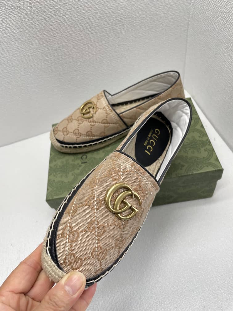 Gucci Women’S Matelass? Canvas Espadrille Beige 621239 Kqwm0 9765