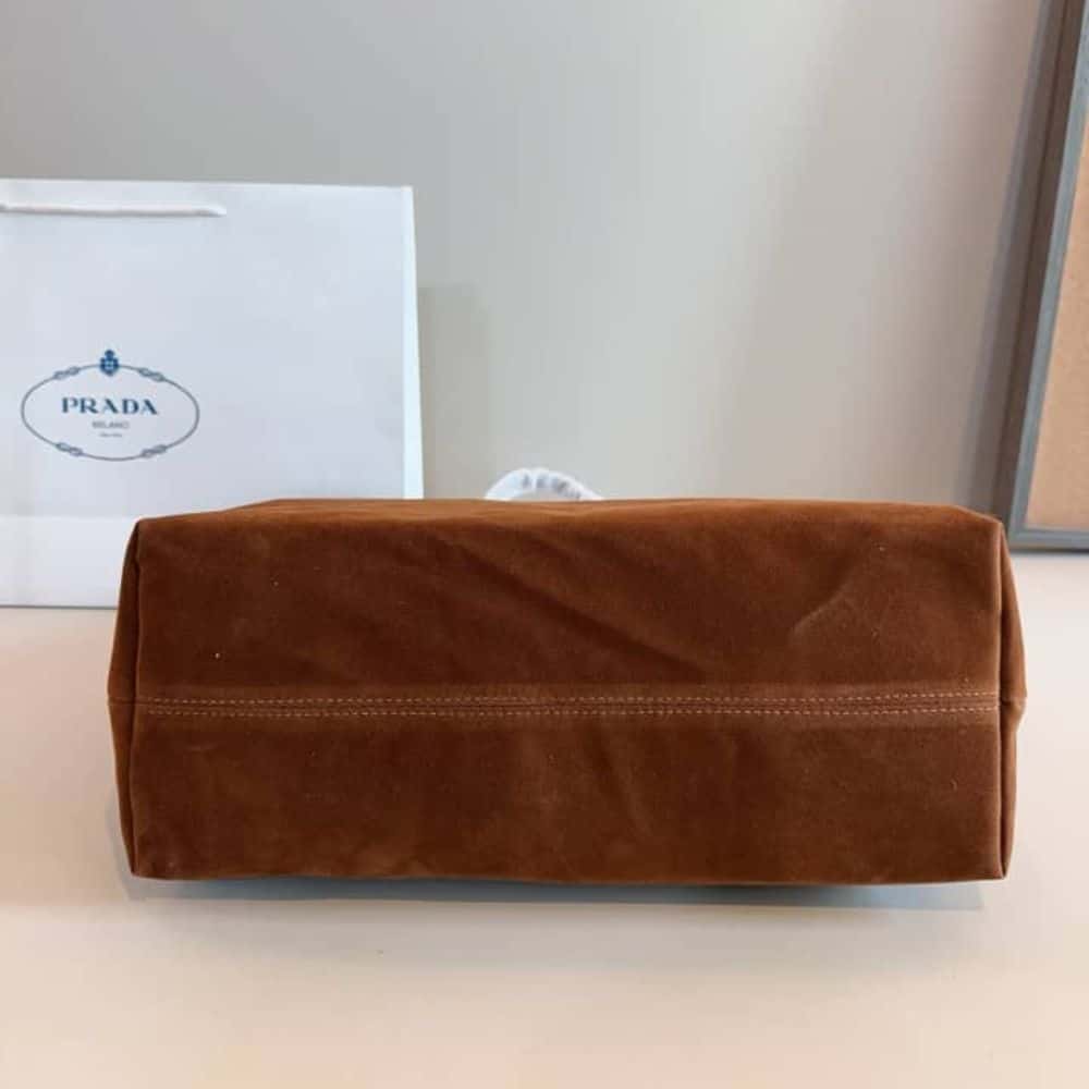 Prada Suede Tote Bag Cocoa Brown 37Cm