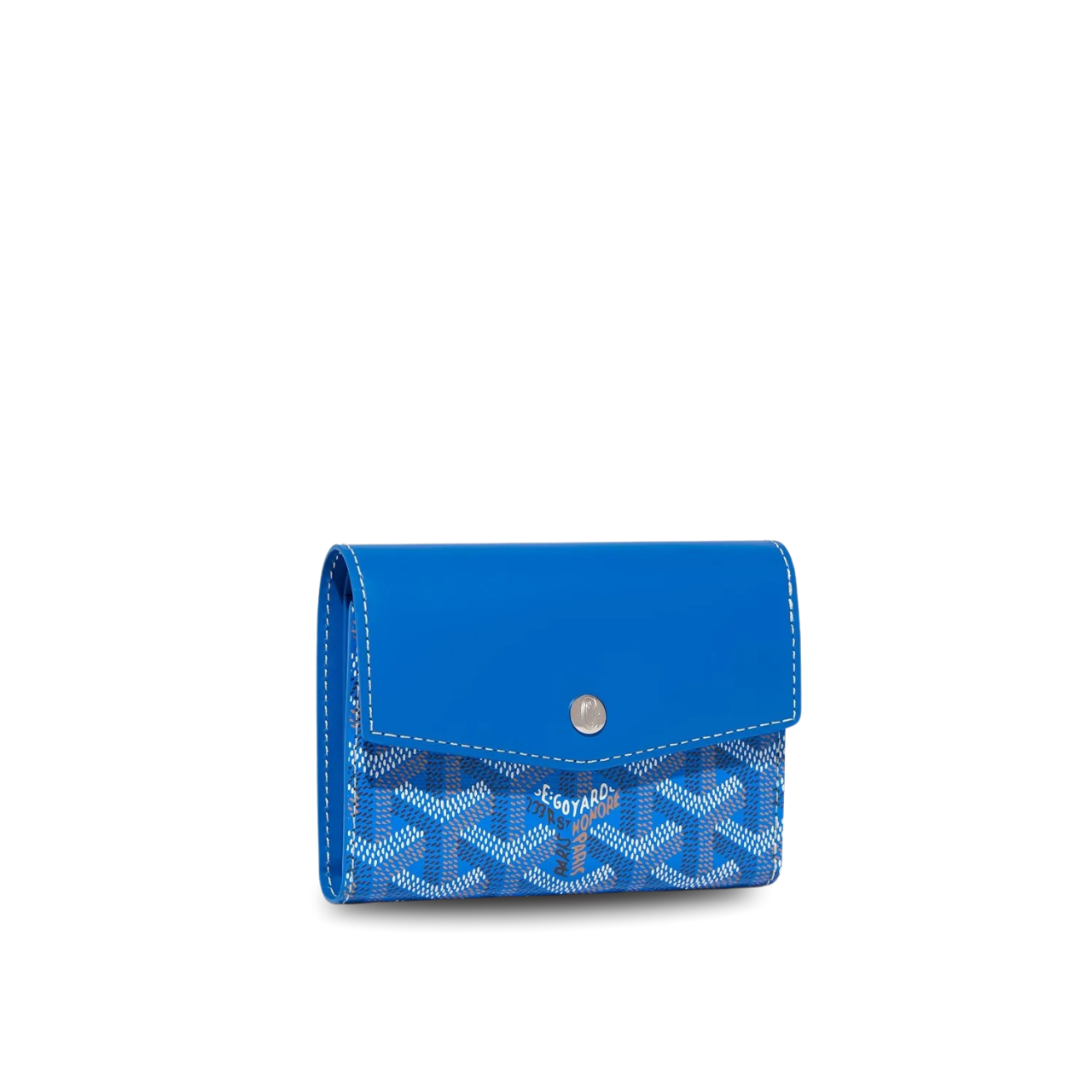 Goyard Saint-Gabriel Wallet 12 Cm Sapphire Blue Calfskin And Goyardine Canvas