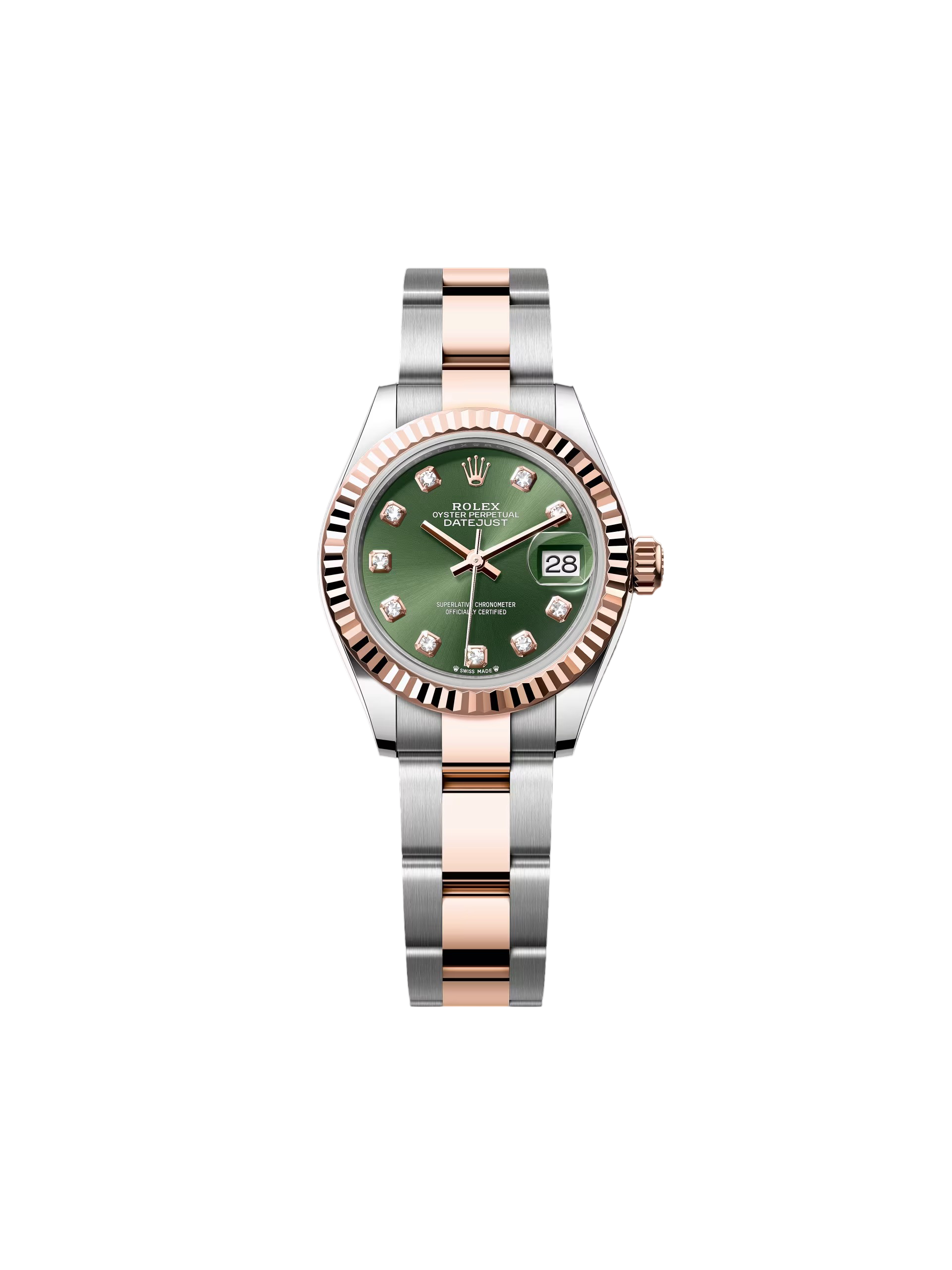 Rolex Lady-Datejust 28mm 279171 Green Diamond Oyster Stainless Steel and Rose Gold