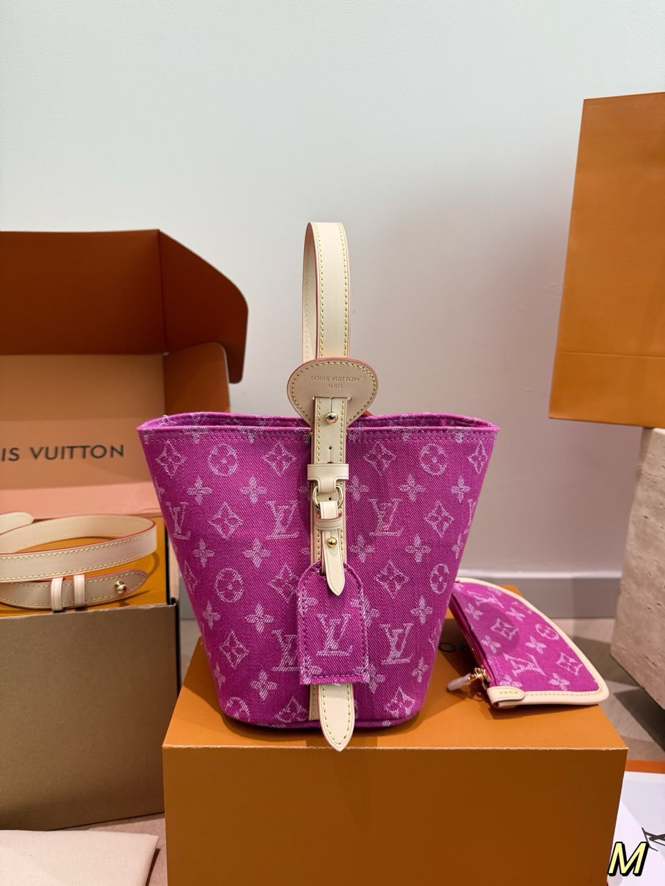 Louis Vuitton All In BB Bag Fuchsia Denim Fabric 16cm M27626
