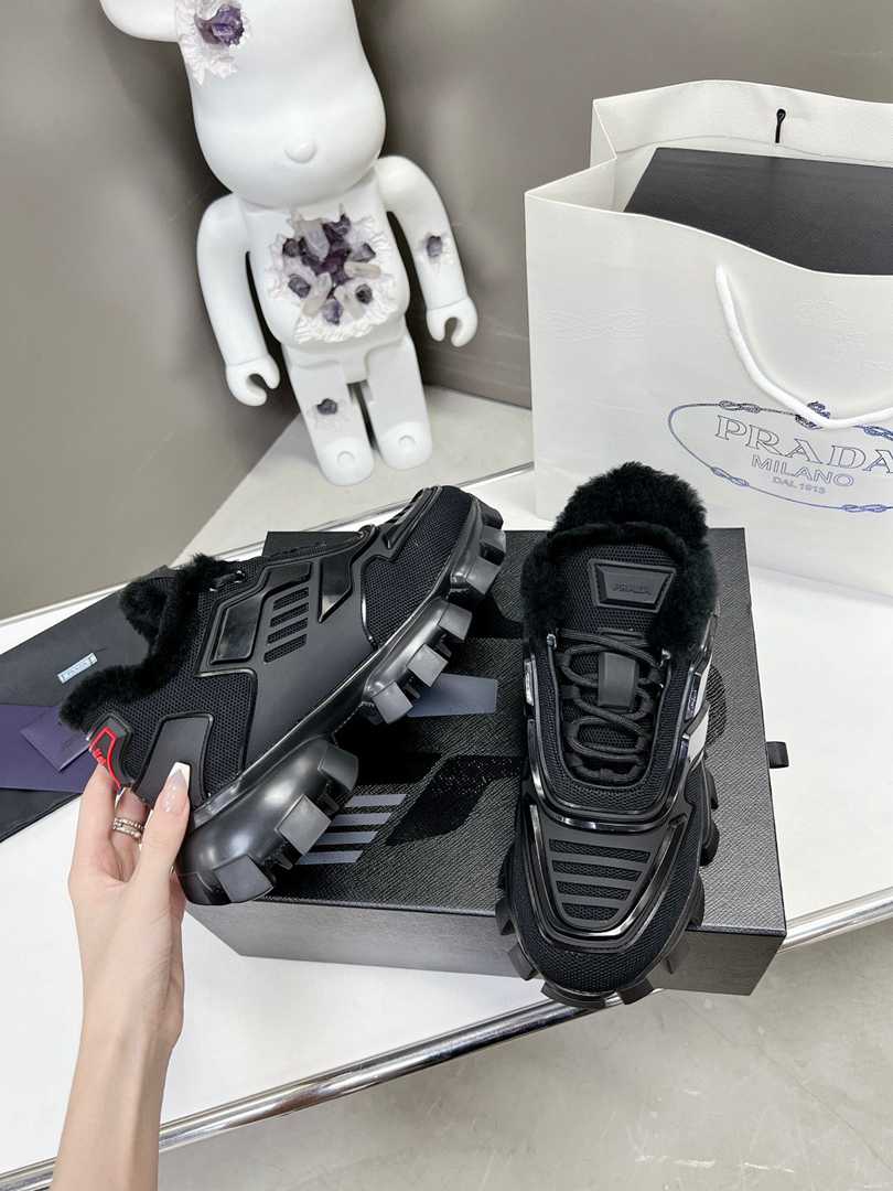 Prada Cloudbust Thunder Technical Fabric Sneakers Black