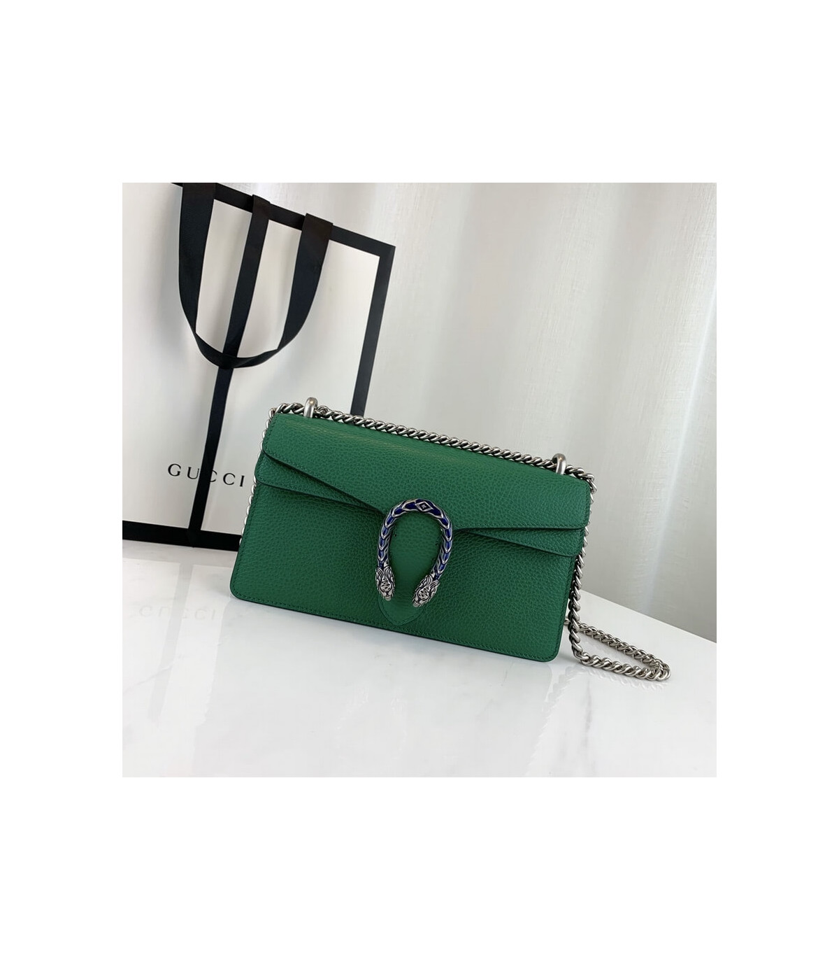 Gucci Dionysus Small Shoulder Bag in Green Leather 25cm