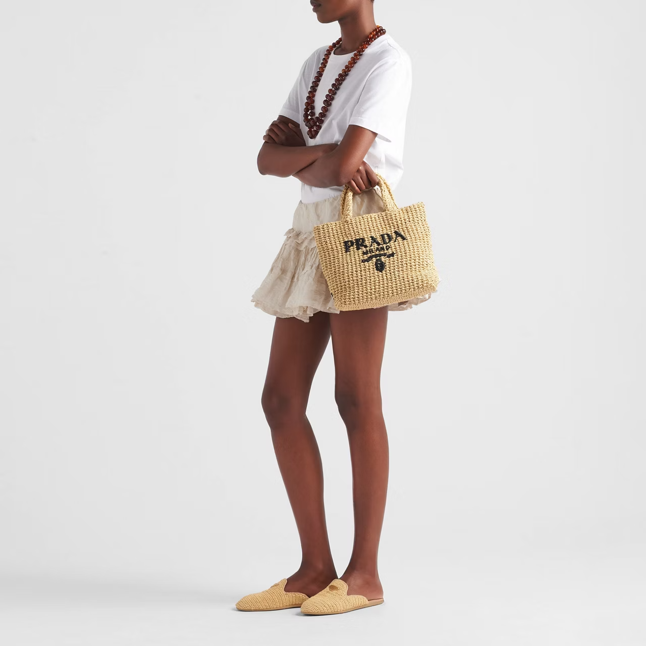 Prada Small Crochet Logo Tote Bag 24cm