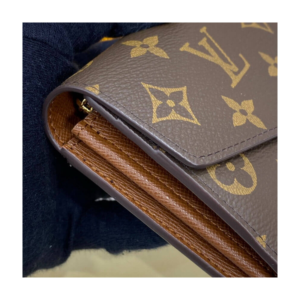 Louis Vuitton Monogram Cavas Sarah Wallet Brown 19cm