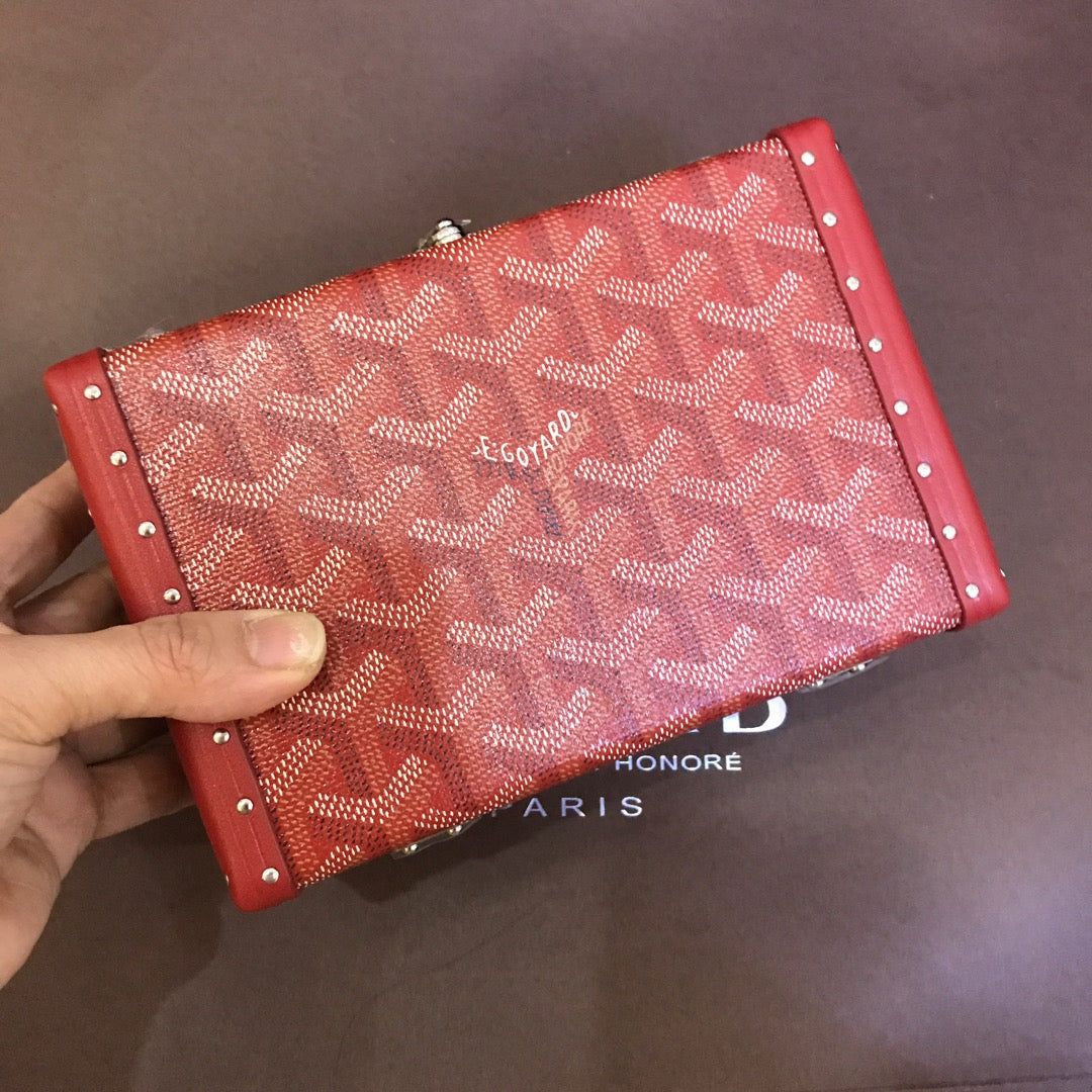Goyard Minaudiere Trunk Bag 17Cm Red Canvas