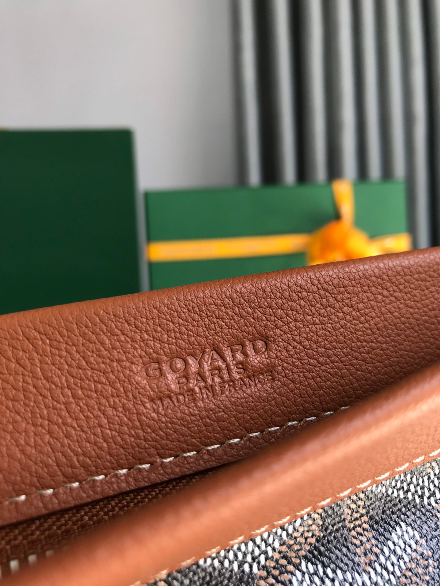 Goyard Conti Pouch 24 Cm Tan Lambskin And Black Goyardine Canvas