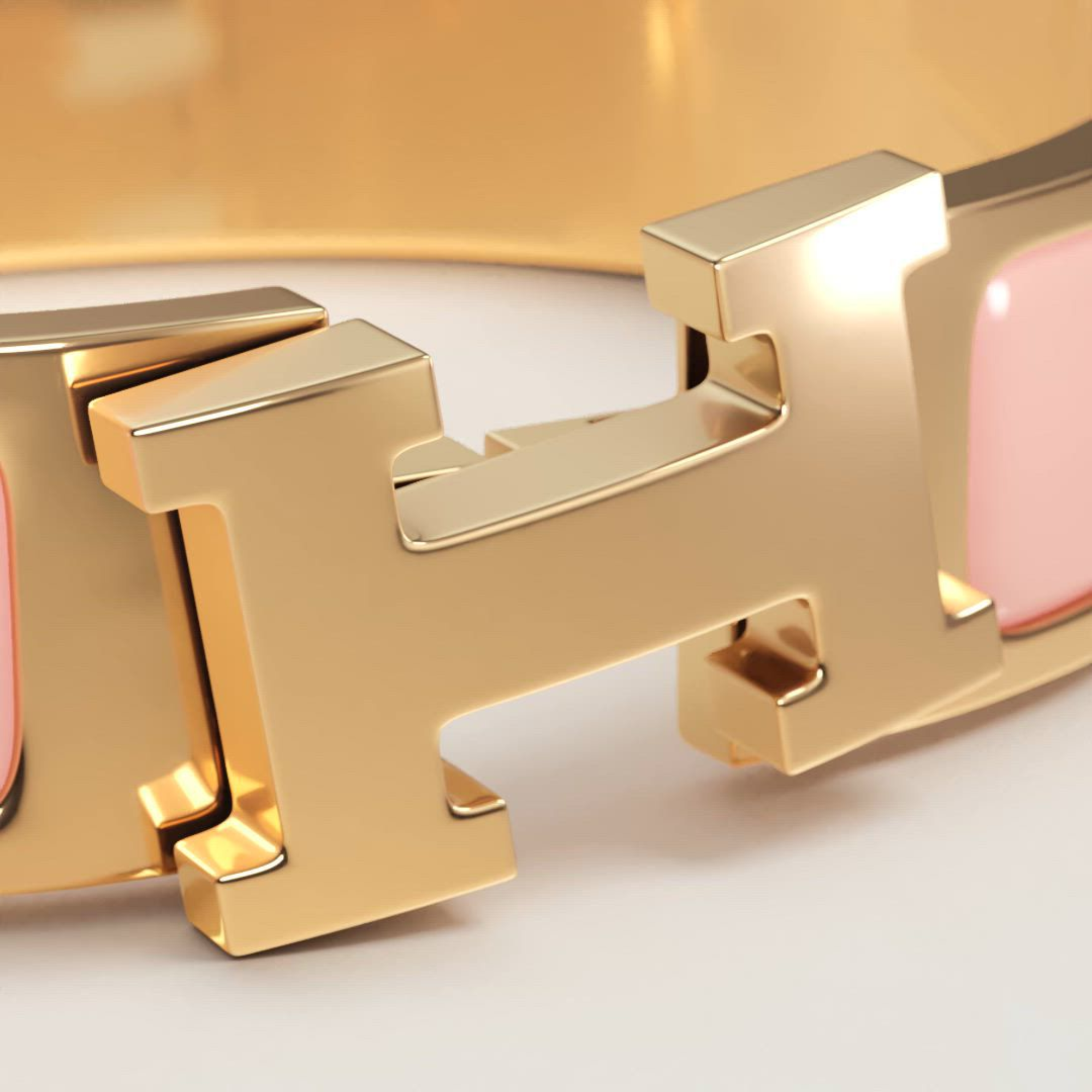 Hermes Clic H Bracelet in Gold and Pink