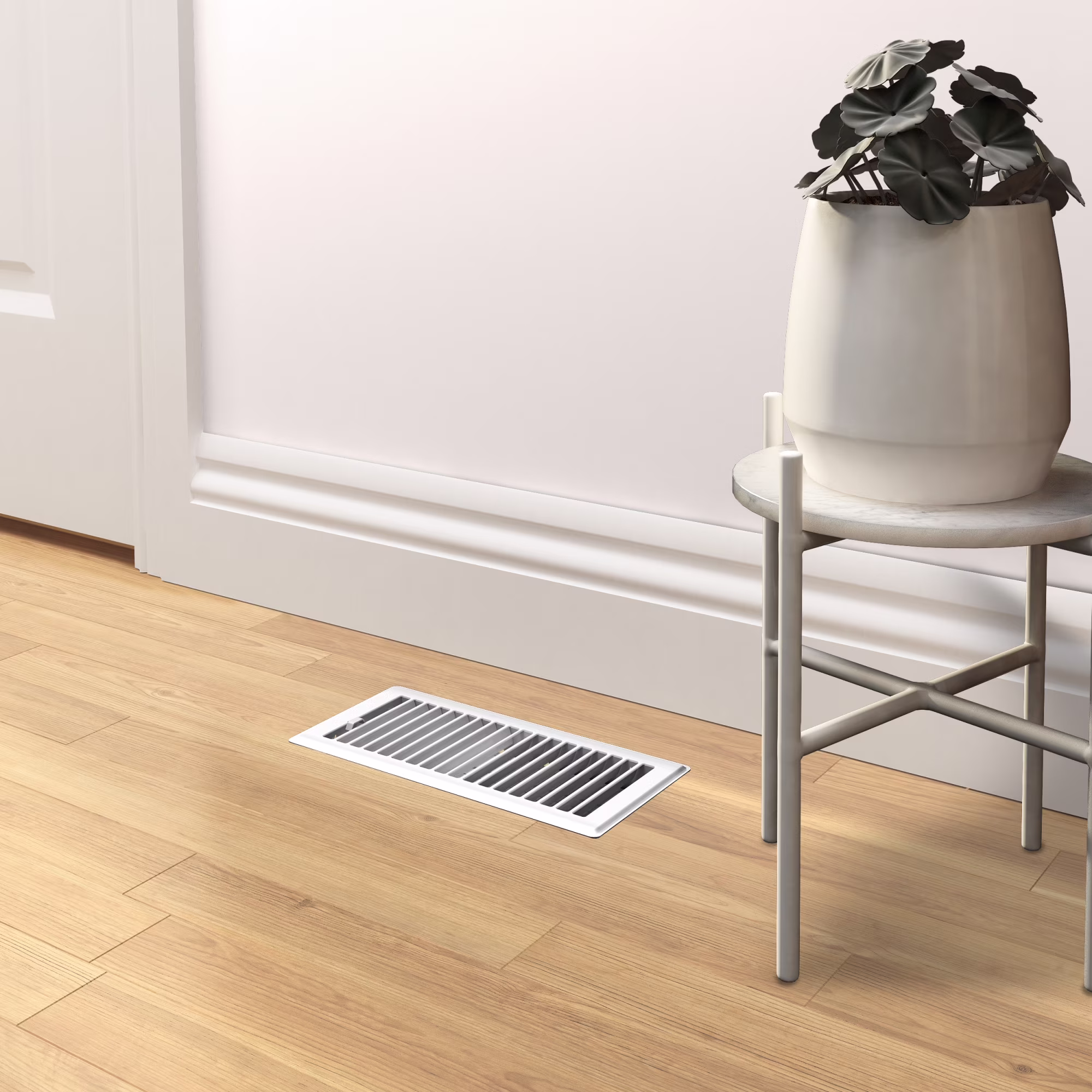 Imperial 4-inch x 10-inch White Steel Painted Louvered, Floor Register & Vent, Rectangular