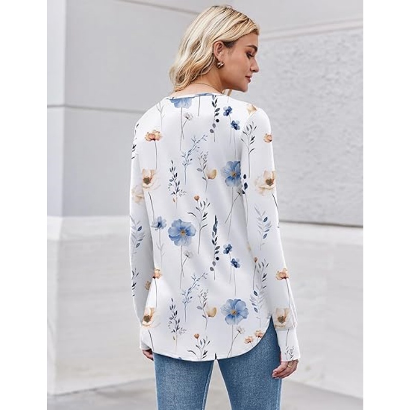 Women's Long Sleeve Crew Neck Tunic Tops
