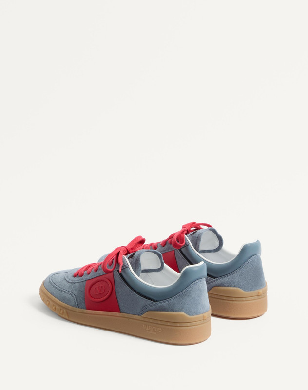 VALENTINO UPVILLAGE LOW TOP SNEAKER IN SPLIT LEATHER AND CALFSKIN NAPPA LEATHER