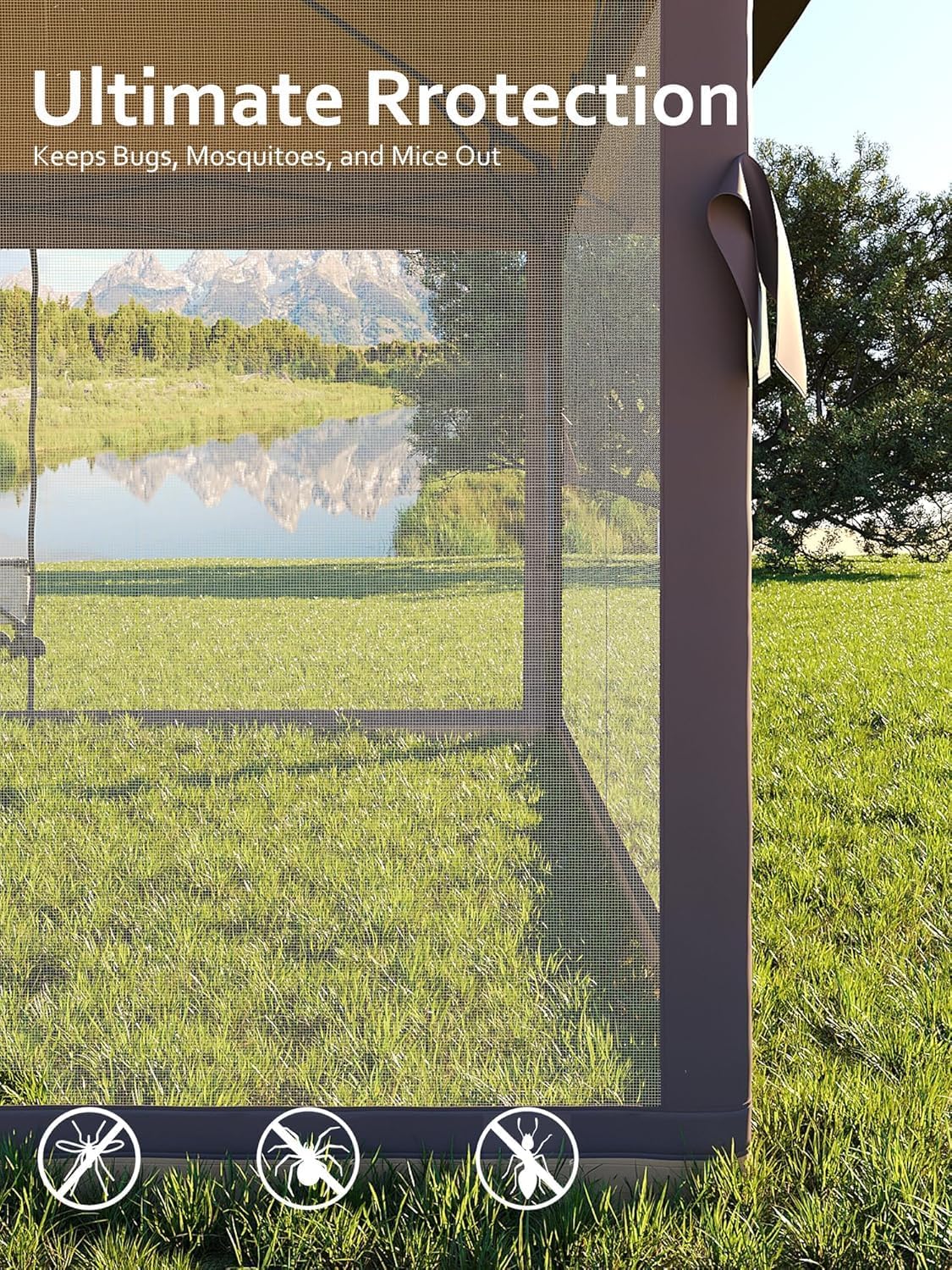 🔥Limited-Time Deal🔥13x13 Outdoor Pop Up Gazebo Tent – Large Shade Canopy with Mesh Netting, Double Vented Roof, 4 Sandbags & Wheeled Bag for Patio & Backyard