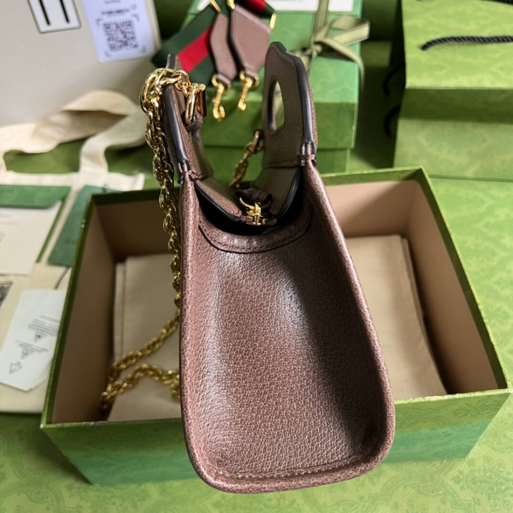 Gucci Ophidia Small Tote With Web Brown