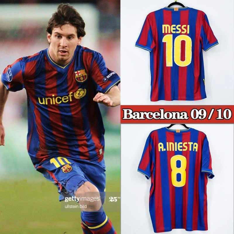 Retro 2009-10 Barcelona Home MESSI PIQUE IBRAHIMOUIC XAVI A.INISTA PUYOL HENRY Football jersey retro
