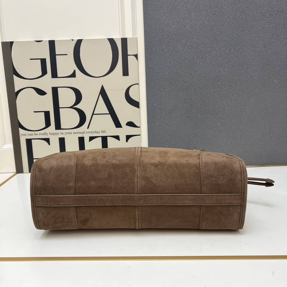 Prada Bonnie Large Suede Handbag Cacao Brown 38Cm 1Ba433 2C4S F0324 V Moo