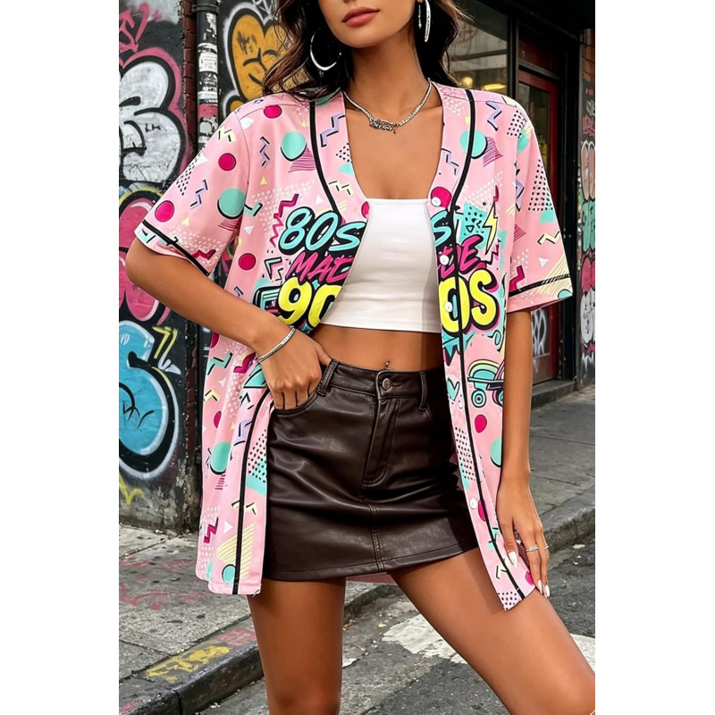 80s 90s Outfit Women Baseball Jersey Disco Party