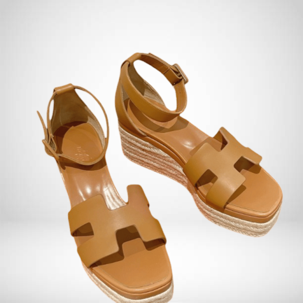 HERMES 40 ESPADRILLES BROWN DOLL