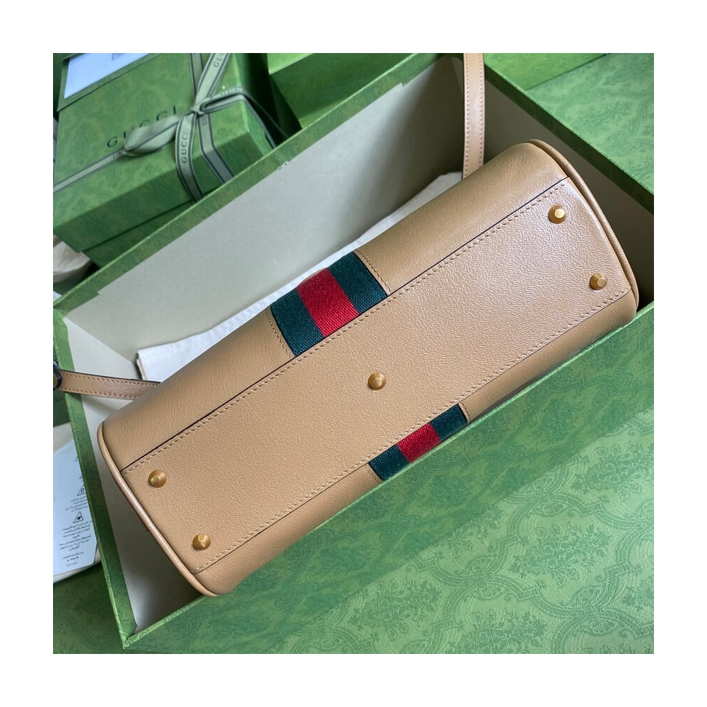 Gucci Small Top Handle Bag with Double G in Brown Leather