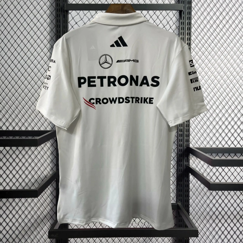 2025 F1 Mercedes Benz White polo Racing Suit