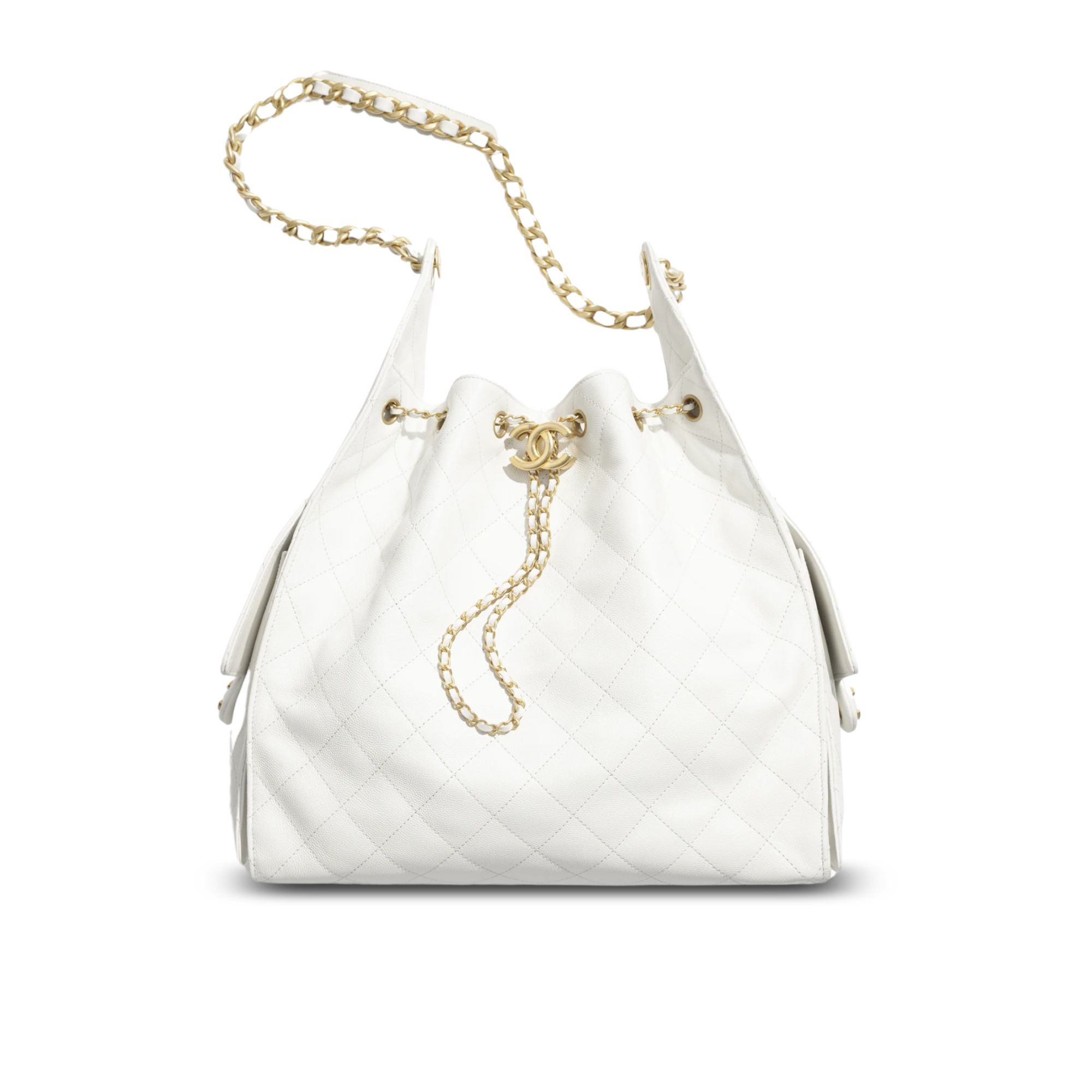 Chanel Spring-Summer 2025 Handbag Grained Calfskin & Gold-Tone Metal White 30Cm/ 11.8In