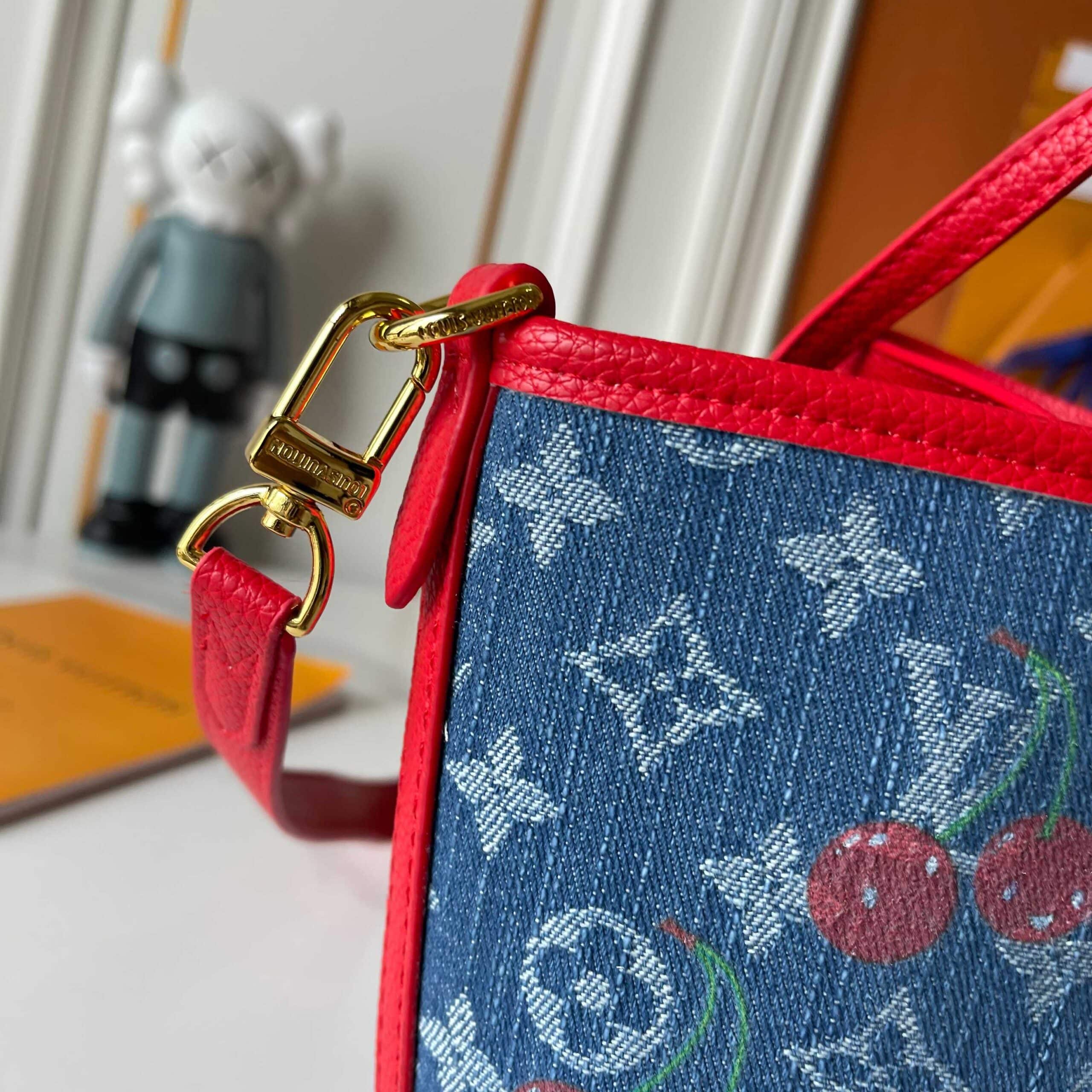 Louis Vuitton X Takashi Murakami Neverfull Inside Out BB Denim Blue 26Cm M14997