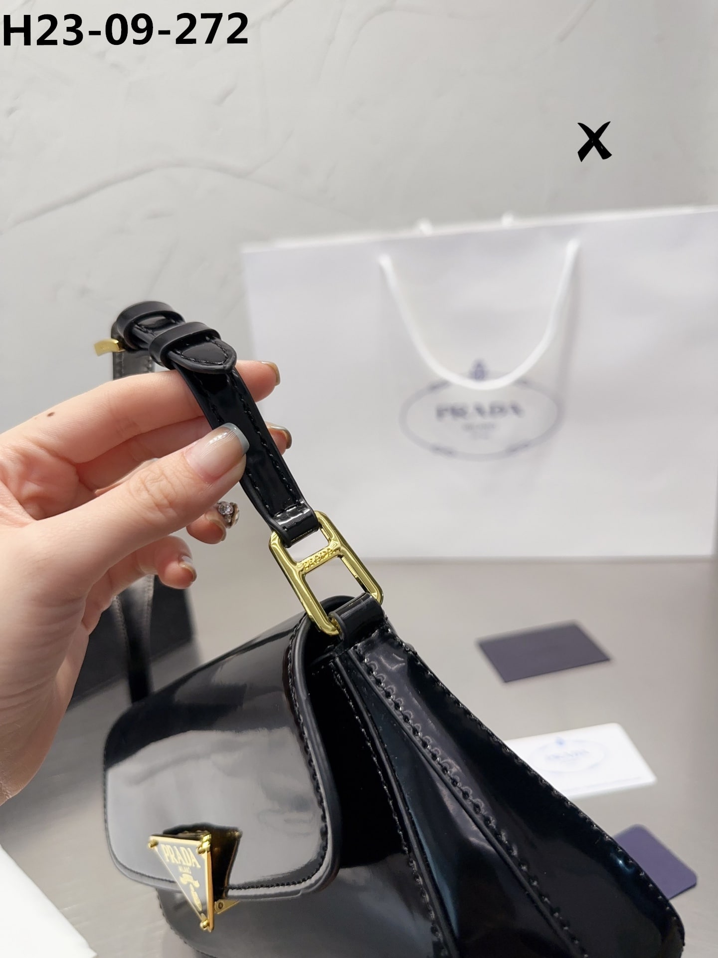 Prada Brushed Leather Bag Black 27Cm