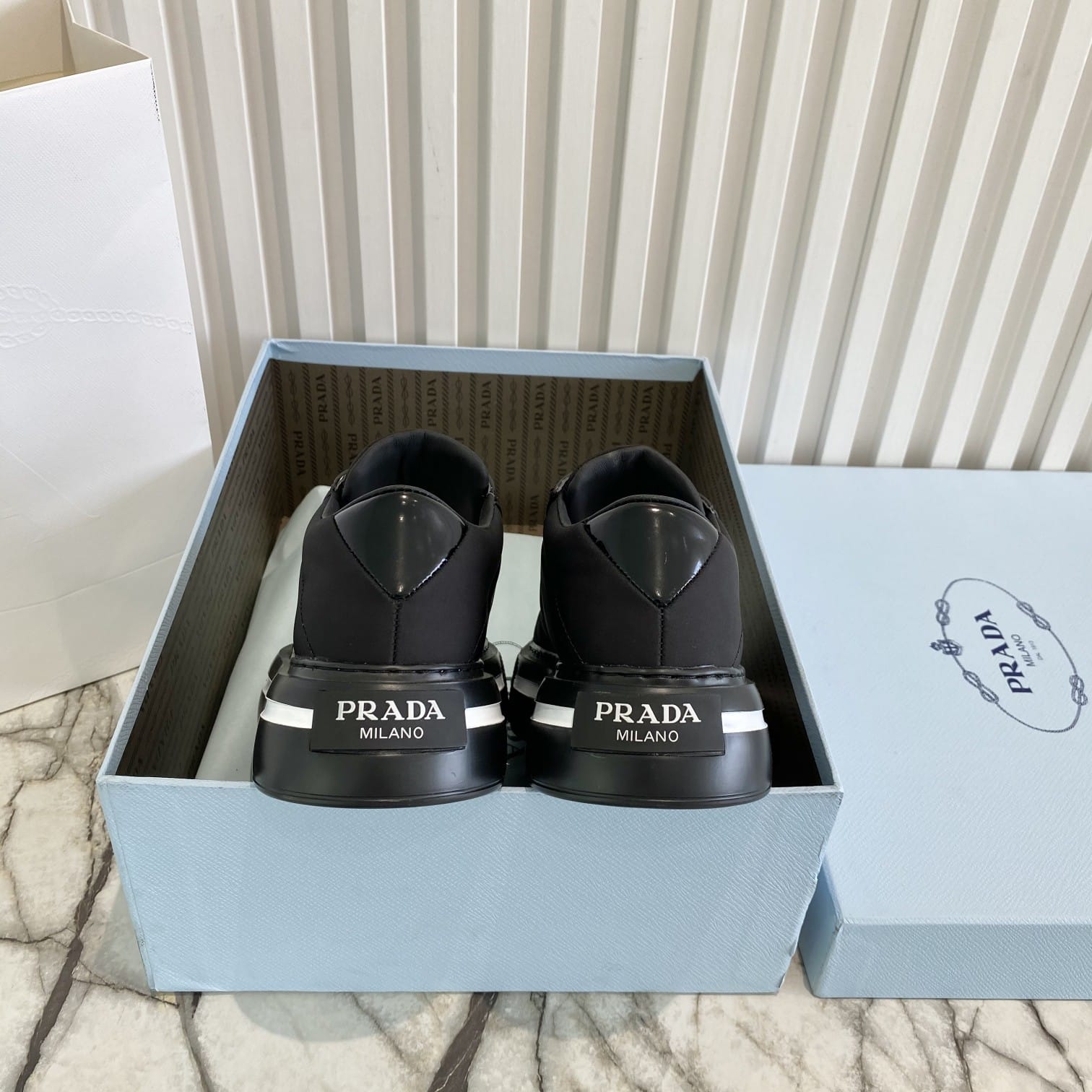 Prada Macro Re-Nylon And Brushed Leather Sneakers Black 2Eg3763Lf5F0632