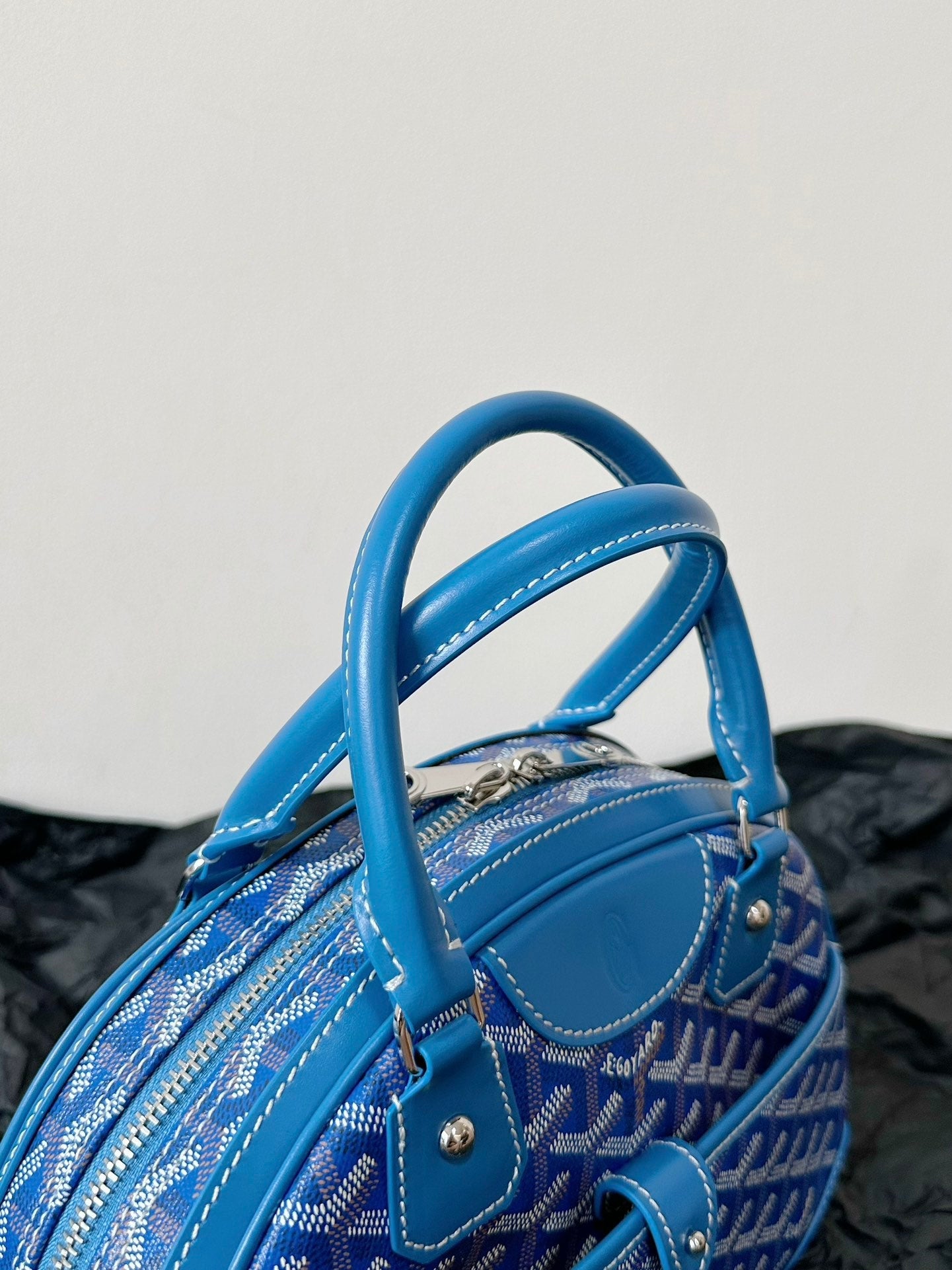 Goyard Goya Bowling Ball Small Blue Canvas 27cm