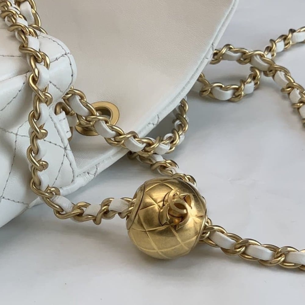 Chanel Mini Flap Bag With Pearls White 20Cm As1787 B02916 10601